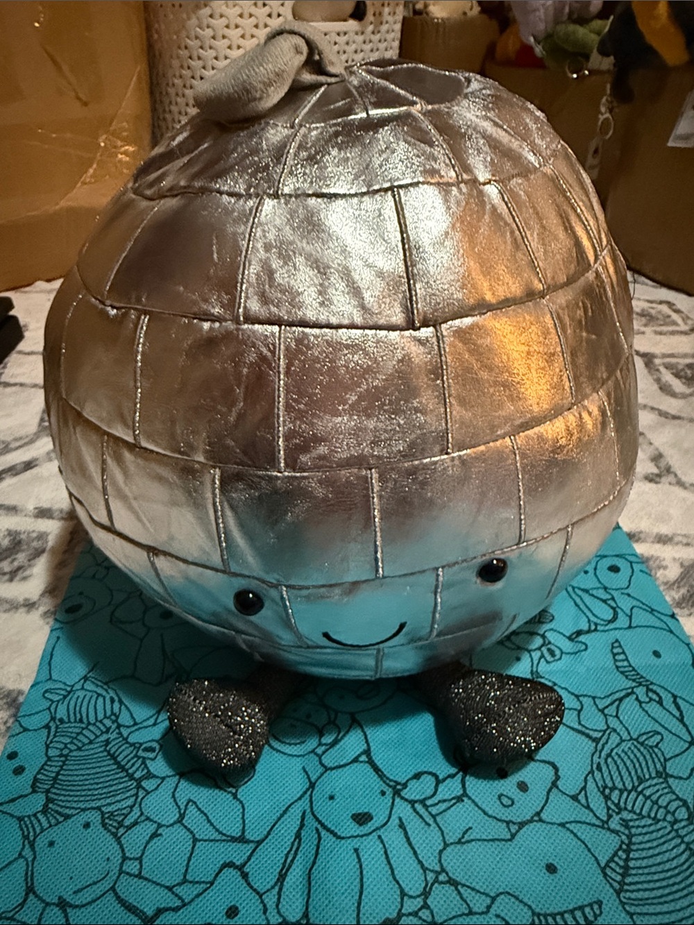 Silver Plush Disco Ball Decorative Pillow - Cute Metallic Accent